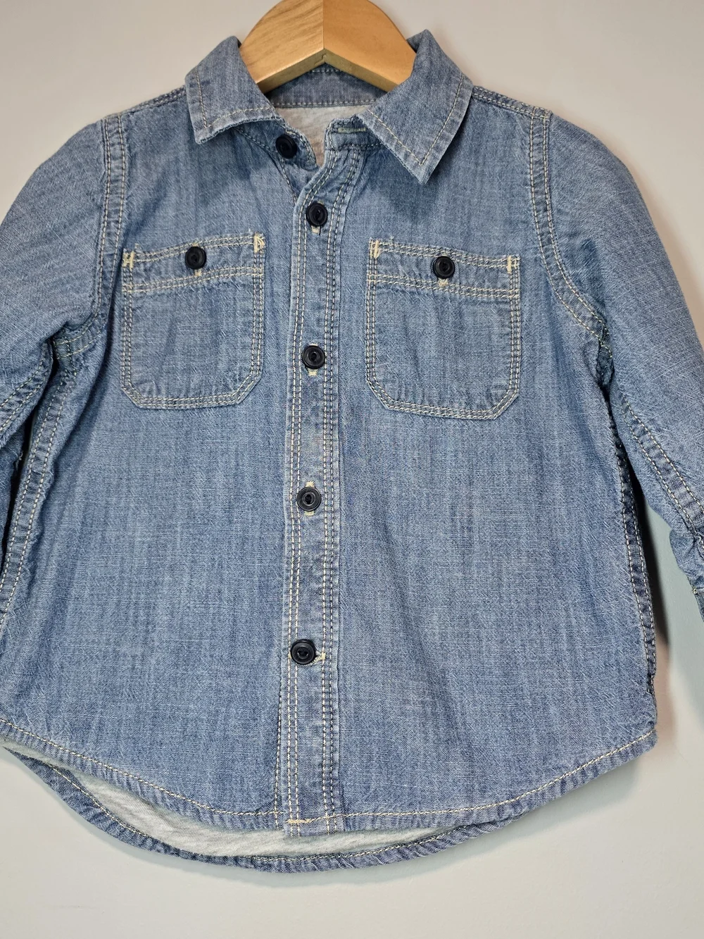 Kids Blue Denim Button-Up Shirt Jacket Fully Lined Soft Cotton.